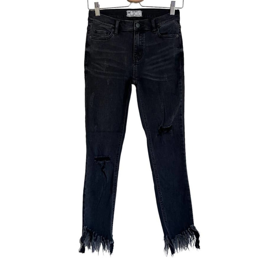 Free People High Rise Distressed Skinny Jeans Size 25 - Picture 3 of 16
